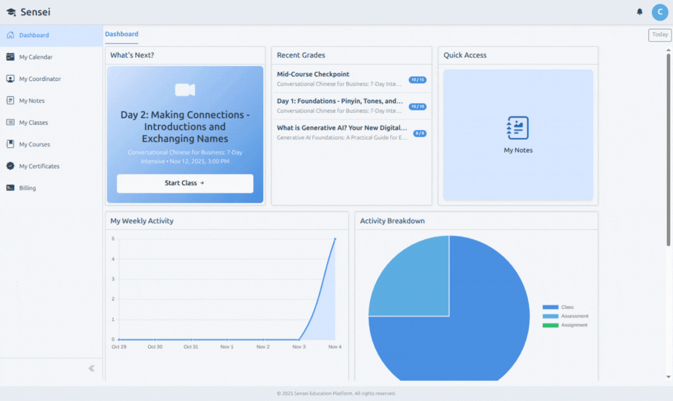 Sensei Student Dashboard